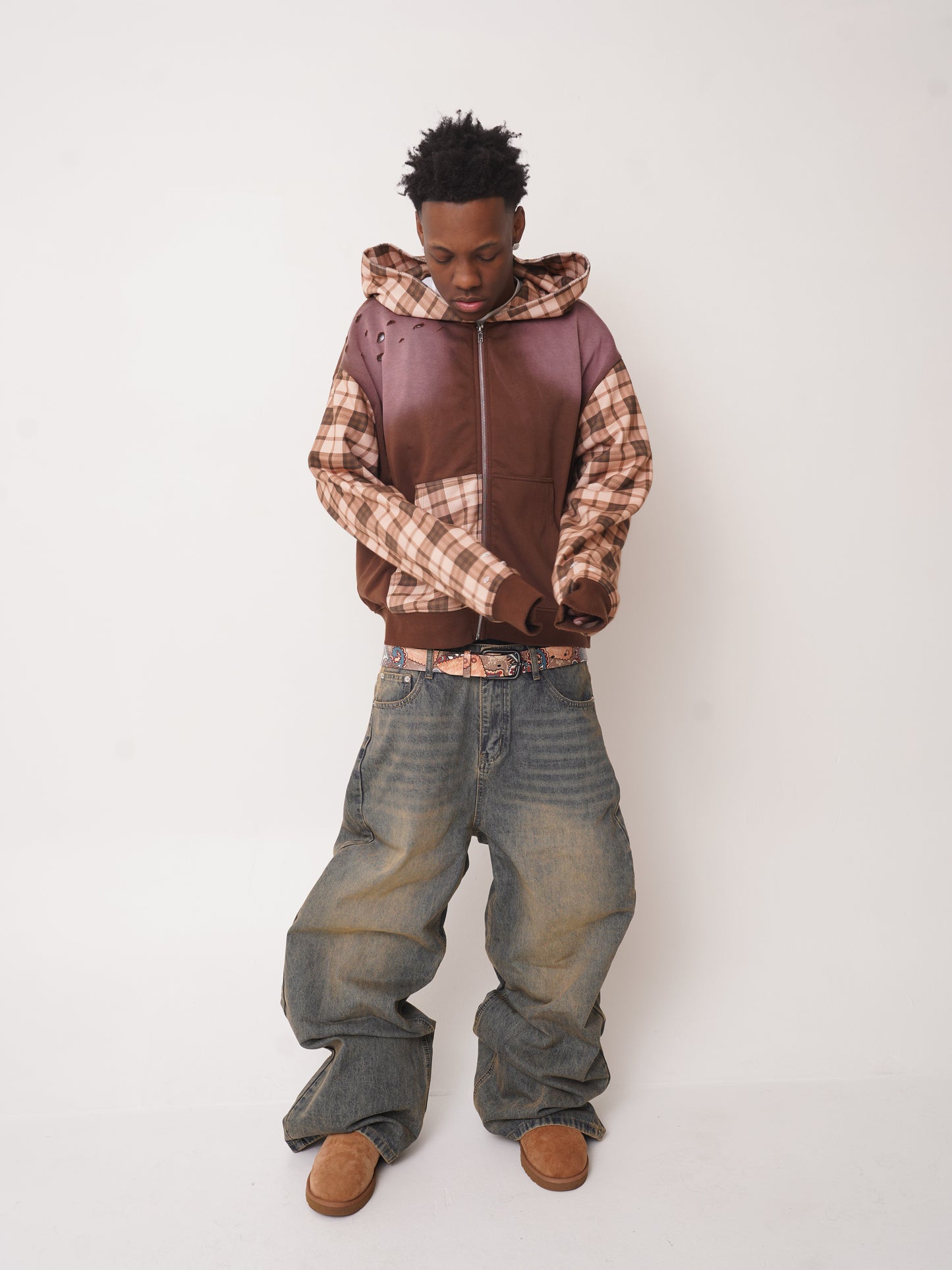 Mocha Plaid Zip Up