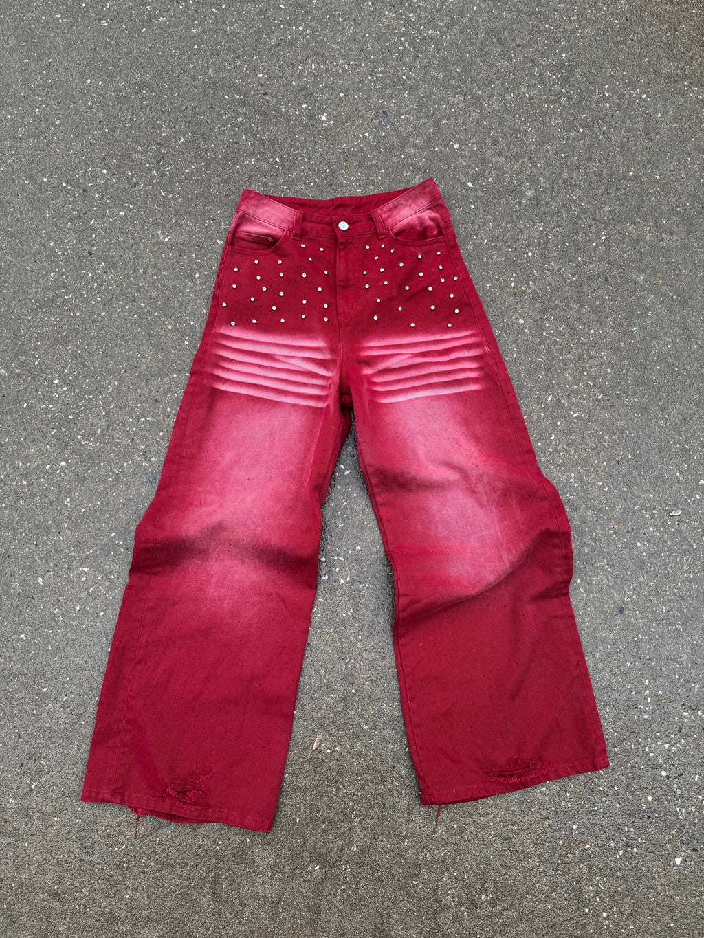 “Red Wine” Rhinestone Denim