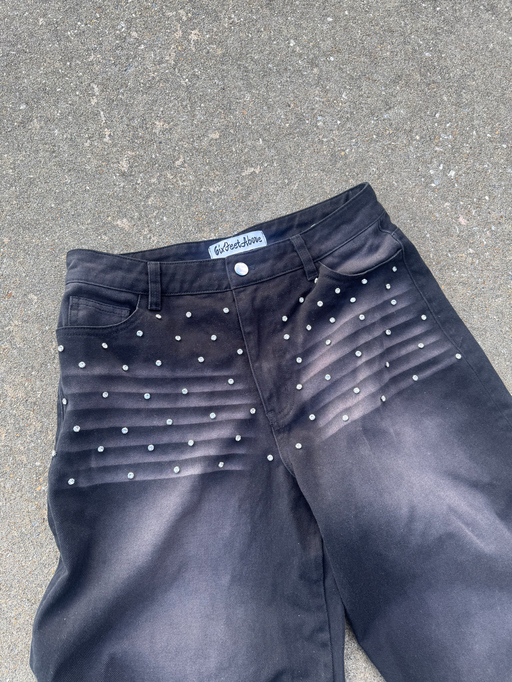 Black Rhinestone Denim