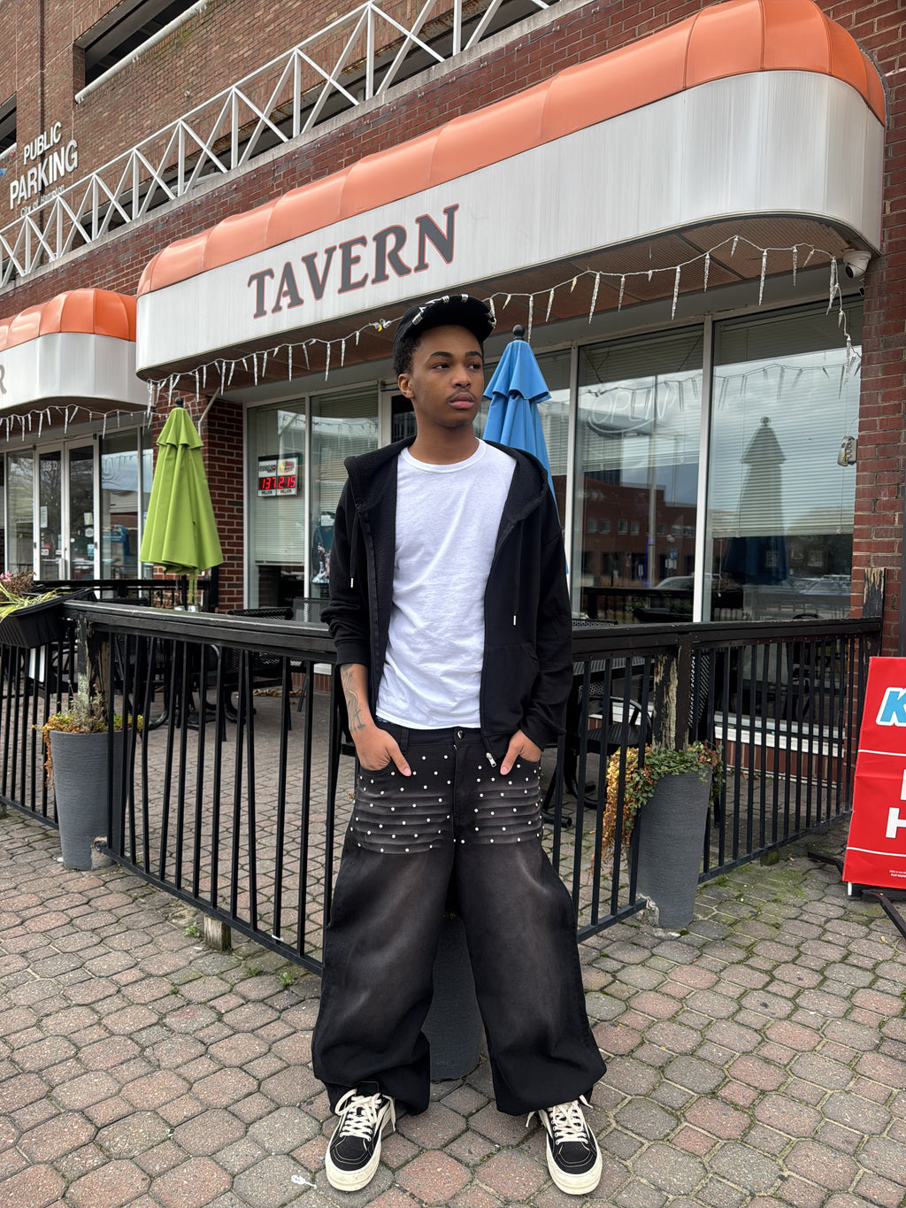 Black Rhinestone Denim