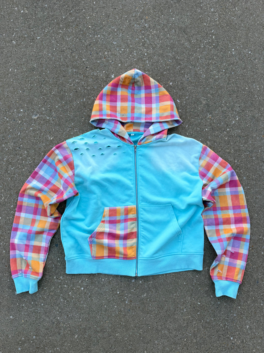 “Cotton Candy” Plaid Zip Up