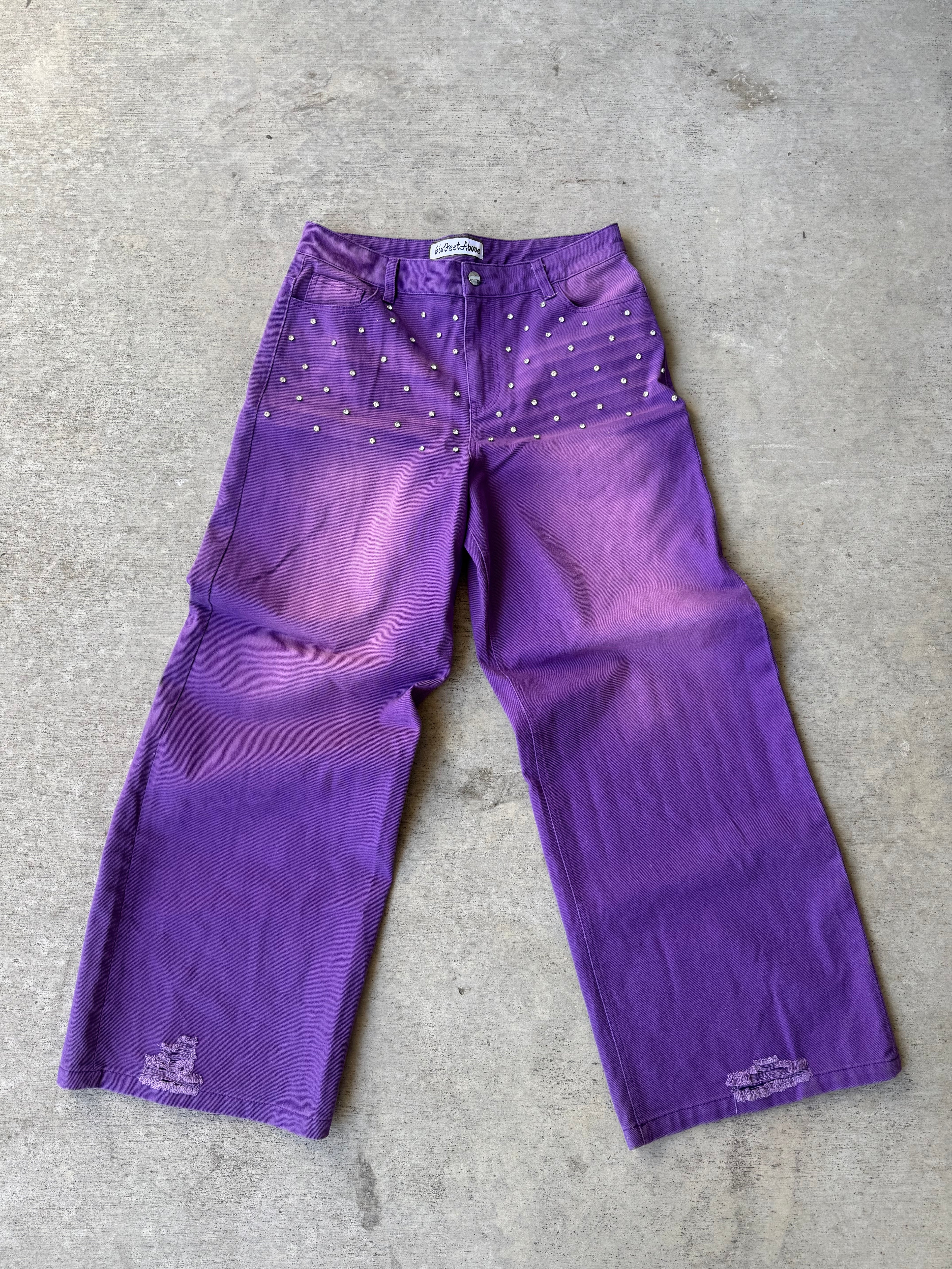 “Purple Reign” Rhinestone Denim