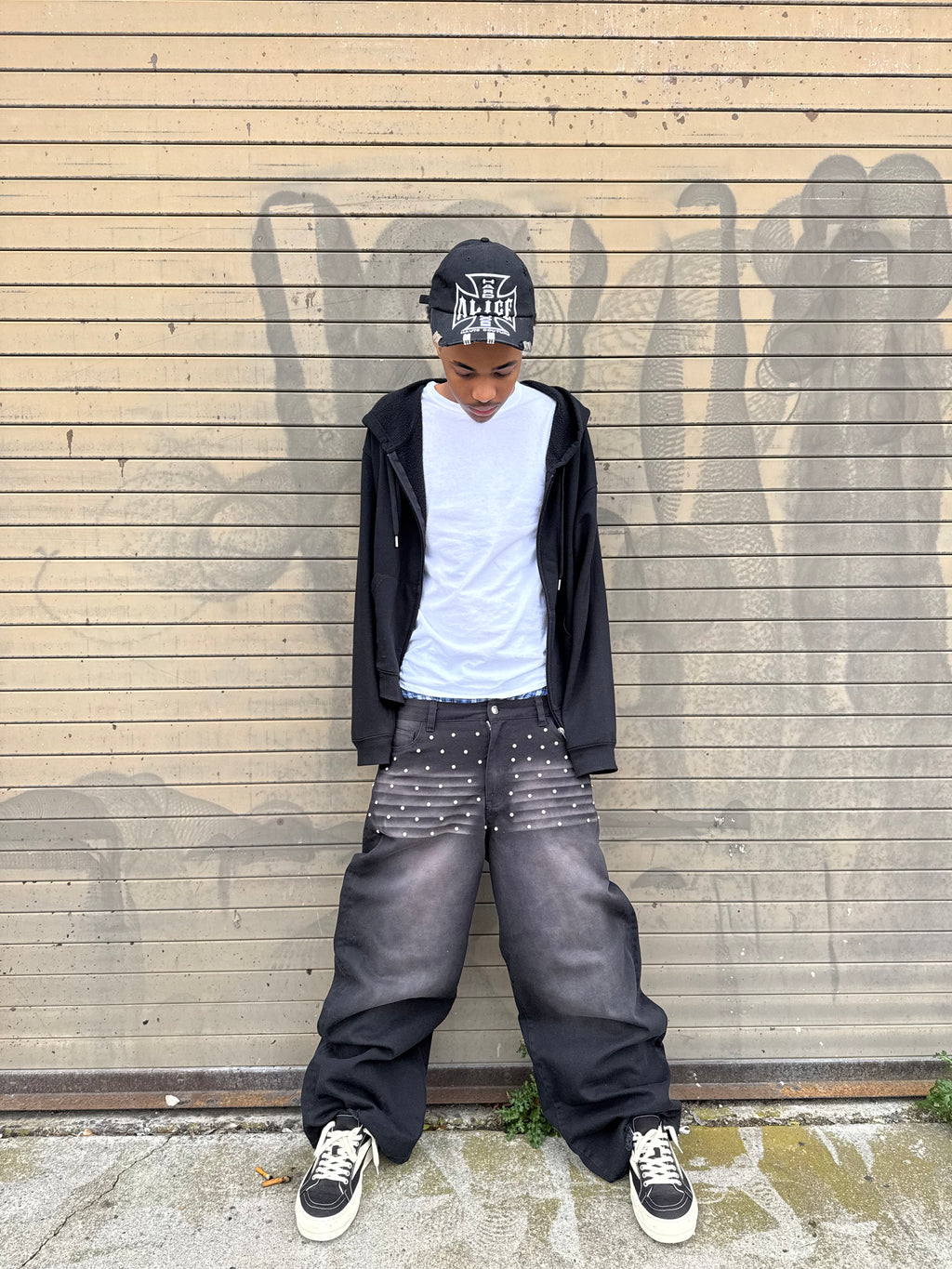 Black Rhinestone Denim