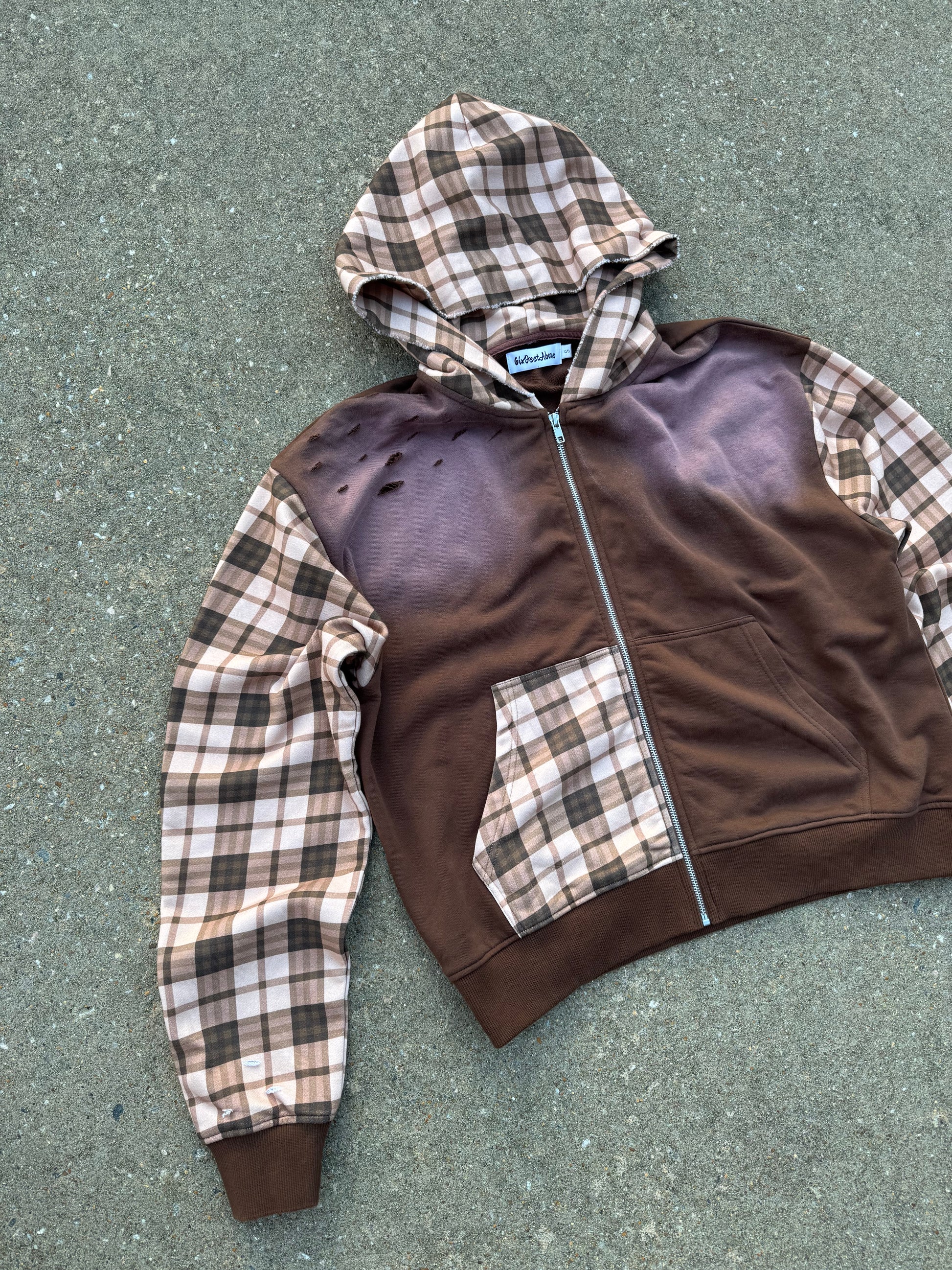 “Plaid Distressed” Zip Up