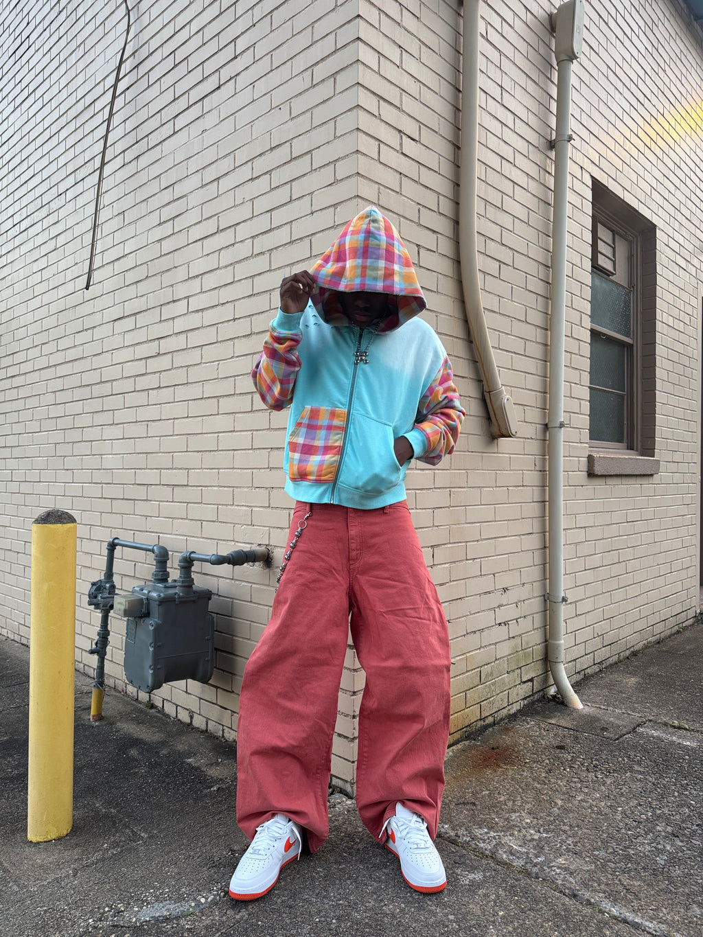 “Cotton Candy” Plaid Zip Up