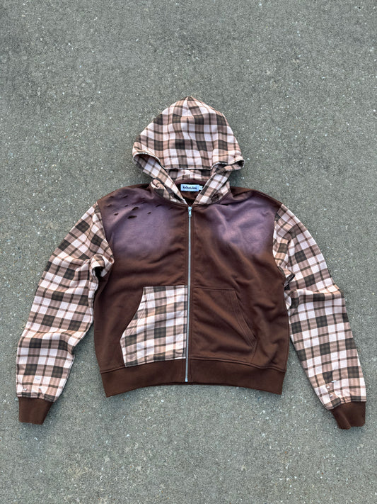Mocha Plaid Zip Up