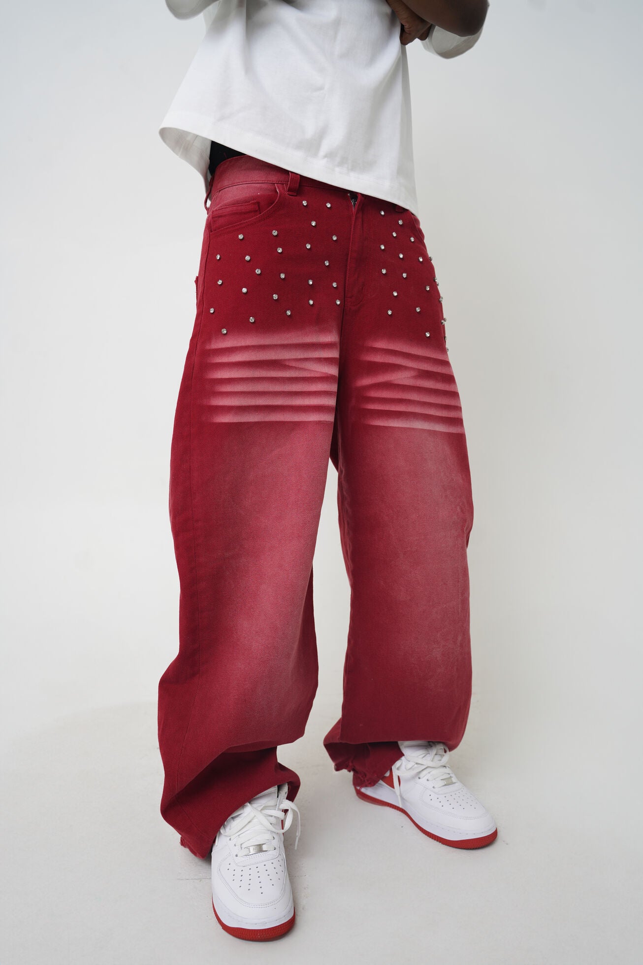 “Red Wine” Rhinestone Denim