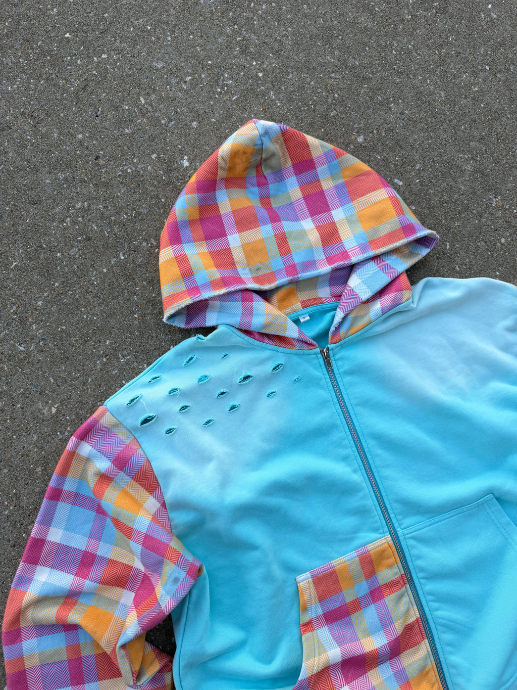 “Cotton Candy” Plaid Zip Up