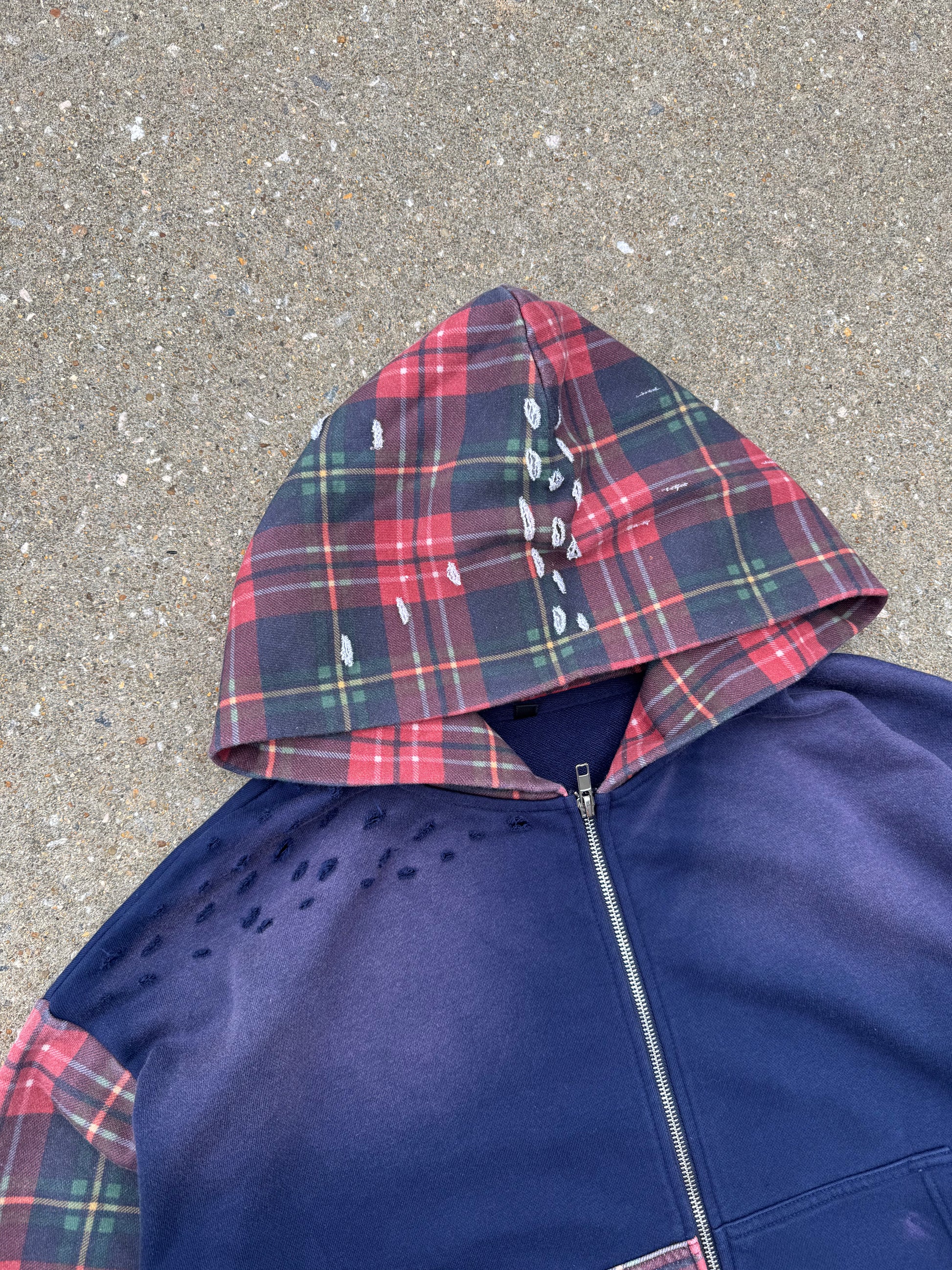 “Plaid Distressed” Zip Up
